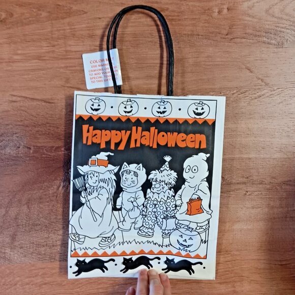 VTG 80s 90s Halloween Gift Trick or Treat Bag Colorable American Greetings NEW - Picture 3 of 8